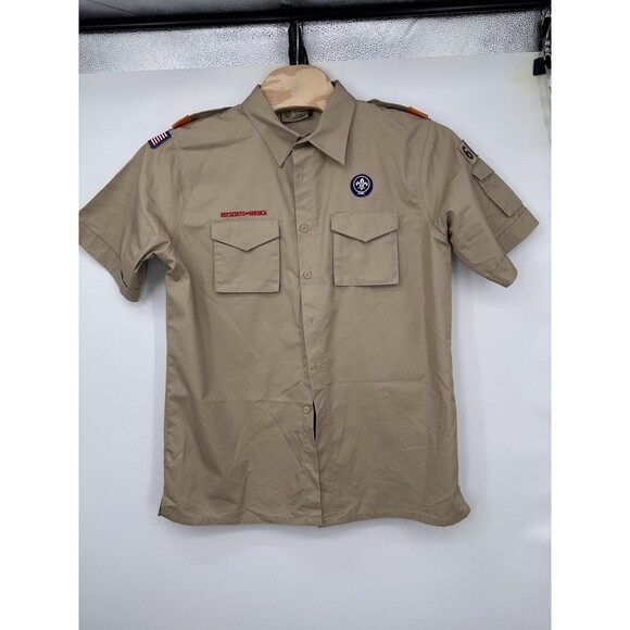 Boy Scouts Of America  Uniform Shirt w/ Patches L  good condition - Picture 2 of 11